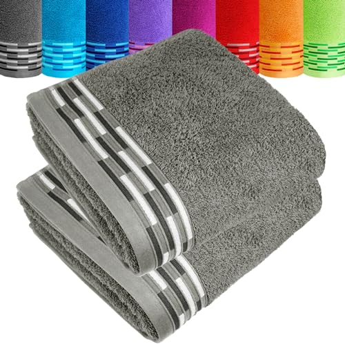 Lashuma Handtücher 50x100 Grau, Lugano Frottee Handtuch Set Baumwolle 2 Stück