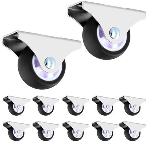 QWORK® 12er-Set Möbel Bockrollen - 38 mm Durchmesser TPE-Rad - Belastbarkeit 45 kg - für Wohnbereich und Kleinmöbel