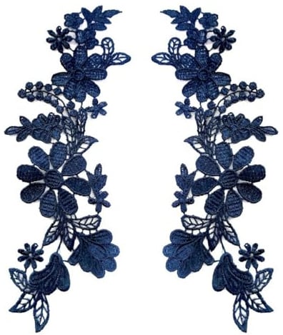 Whakano 1 Paar Stickerei Spitzen Blumen Patches,Spitze Applikationen,Patch,Blume Nähen Aufnäher,Spitzenapplikationen für Brautkleid Dekoration,Rucksäcke,Mützen,Kleidung Zubehör,Navy blau