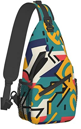 Retro 80er 90er Jahre Geometrischer Crossbody-Rucksack für Damen und Herren, Brustschlinge, Rucksack, lässig, für Reisen, Wandern, Retro 80er 90er Jahre Geometric3, One size