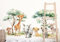 wolga-kreativ Wandtattoo Kinderzimmer - Safari Tiere Baum Giraffe Nashorn Löwe | Wandsticker für Babyzimmer | Kinderzimmer Deko | Kindergerechte und nachhaltige Wandtattoo Kinderzimmer Mädchen Jungen