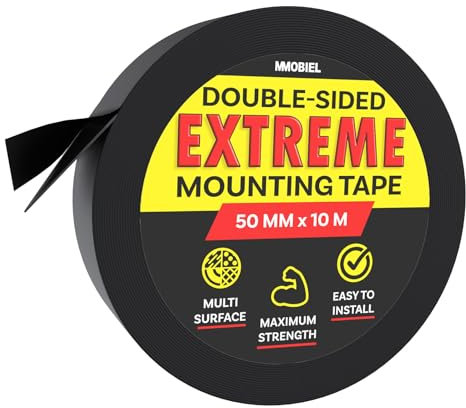 MMOBIEL 50mm Ruban Adhésif de Montage Double Face pour Montage Intérieur Robuste, Décoration, Bricolage, Maison, Bureau, Fixation Tapis, Bandes Lumineuses LED – Rouleau 10m
