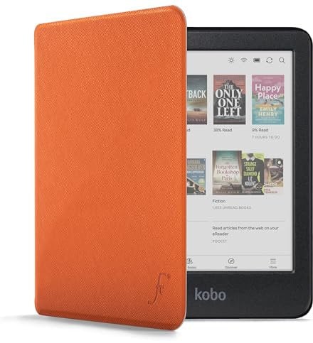 Forefront Cases Case for Kobo Clara Colour/Clara BW - Lightweight Kobo Clara Colour/Clara BW Case - Orange - Slim and Lightweight, Automatic Sleep/Wake Cover