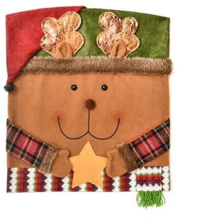 WYLZBA Esszimmerdeko Weihnachtsmann Stuhllehne Heimdekoration Küchenbedarf Stuhlsitzbezug Weihnachtsdekoration Stuhlhussen-Elch