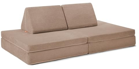 Funzy Spielsofa für Kinder - Das Original für kreatives Spielen, Modulare Spielcouch, Waschbarer Bezug, Robust und Langlebig, TÜV und Oeko-TEX 100 Zertifiziert mit 3 Jahren Garantie, Karamell Beige
