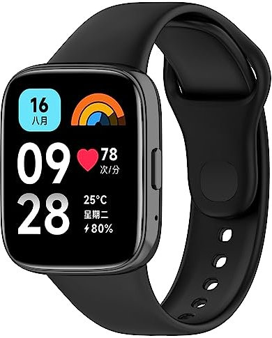 Meliya Bracelet Compatible avec Redmi Watch 3 Active Femme Homme, Souple Silicone Bracelet de Remplacement pour Redmi Watch 3 Active (Noir)
