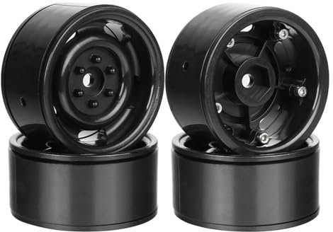 KEEDA 4 STÜCK 1,9 Zoll Beadlock Räder Felgen Kunststofffelge,Ersatz für SCX10 TRX4 VS4-10 Gen8 Tamiya CC01 D90 D110 1/10 RC Crawler Auto (Schwarz)