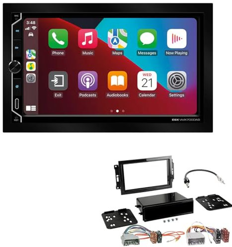 ESX VMX700DAB 2-DIN Autoradio kompatibel mit Wireless Apple CarPlay Android Auto Bluetooth DAB+ passend für Dodge RAM Facelift 2006-2008 schwarz