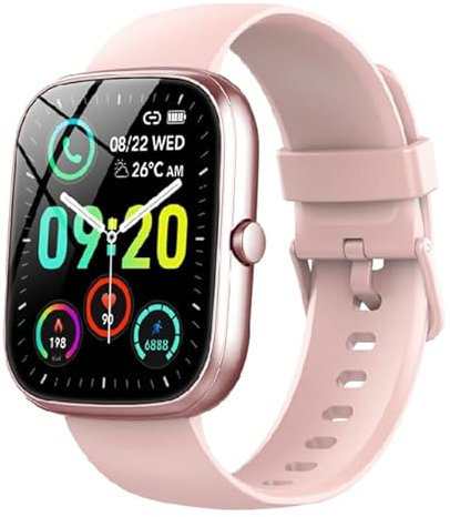 CASCHO Montre Connectée Femme Homme avec Appel Bluetooth,Podometre/Fréquence Cardiaque/Sommeil,1.91 HD Smartwatch(Rose)