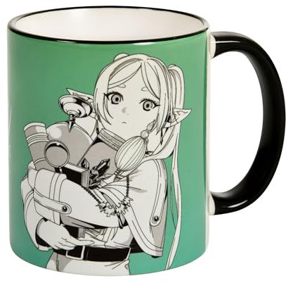 Elbenwald Tasse für Frieren Fans mit Character Motiv Rundumdruck - 320 ml Fassungsvermögen 9 cm Höhe - Kaffeebecher für Fans des Animes - Keramik - Grün