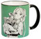 Elbenwald Taza para fans de Frieren con diseño de personajes, impresión completa, 320 ml, capacidad de 9 cm de altura, taza de café para fans del anime, cerámica, verde