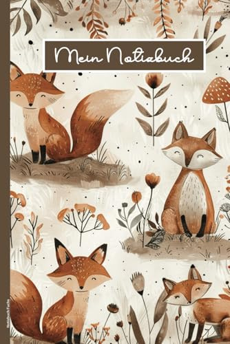 Notizbuch Fuchs: Fuchsmotiv auf Notizheft A5 liniert schönes Buch für Notizen kleines Geschenk zum Geburtstag Schreibheft für Schule und Hobby praktisch als Tagebuch mit Füchse und Schulheft