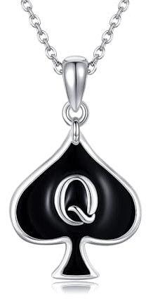 DAYLINLOVE QUEEN OF SPADES Necklace 925 Sterling Silver Queen Card Pendant Necklaces Unique Queen of Spades Jewelry for Women HotWife Wife Lover