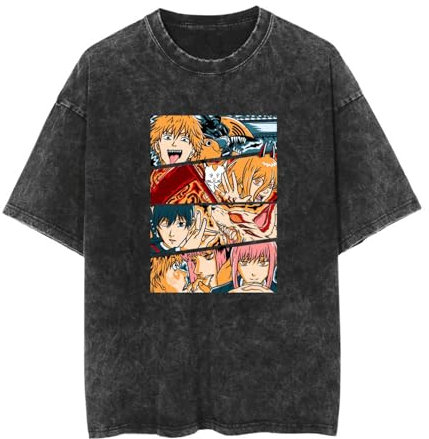 kakazoomm eu Chainsaw Man Anime Manga T-Shirt Power Fashion Retro Top Makima Men Women Oversize T-Shirt