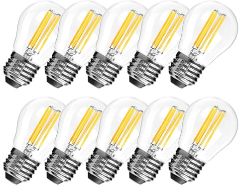 LangPlus+ 10 Stück E27 LED Lampe, Dimmbare G45 Birne, 6W, 60W Äquivalent E27 Sockel Globus Glühlampe, Warmweiß 2700K, LED Filament Fadenlampe für Pendelleuchten, Deckenventilator
