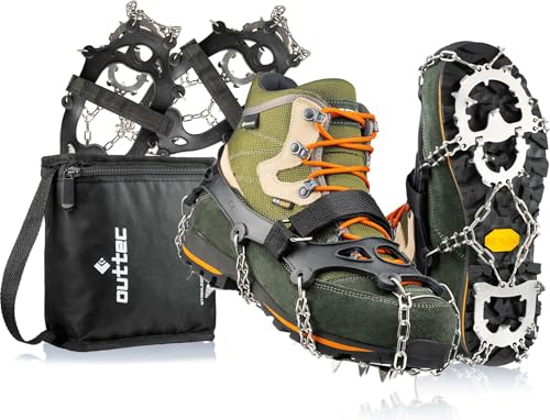 Outtec® Wandersteigeisen Steigeisen Schuhspikes Eisspikes - rutschfeste Schuhkrallen, Spikes - für Wandern, Outdoor, Schnee, EIS