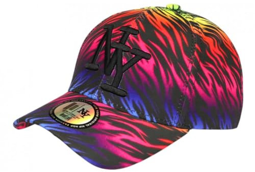 Hip Hop Honour Berretto NY Rosa e Nero Zebree Design Streetwear Baseball - Uomo, Rosa, taglia unica