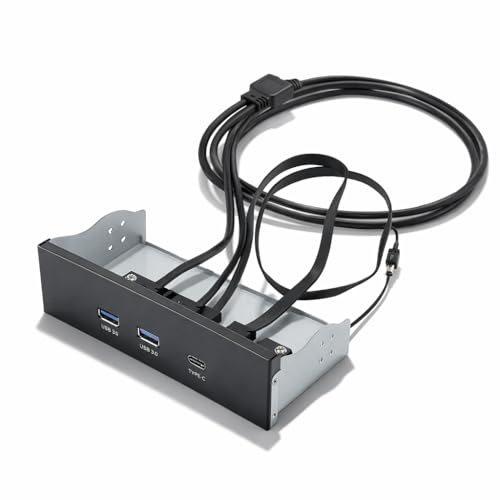 USB -Frontplatte Hub, USB 3.2 Gen 2x2, USB A Typ C 3 Ports 5,25 Zoll 19 Pin 20gbit / S Optical Drive Extension Panel für PC -Computer