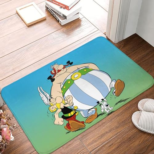 OOAHJEID Fußmatte Badteppich Teppich Asterix und Obelix Fußmatte rutschfeste Eingangsmatte Badematte Abenteuer Manga Getafix Idefix Wohnzimmer Teppich