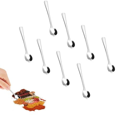 Lot de 8 petites cuillères à expresso en acier inoxydable - Mini cuillères à expresso - 7,5 cm - Jolies petites cuillères à épices en acier inoxydable pour épices, sel, miel, cuillères à café - Fun