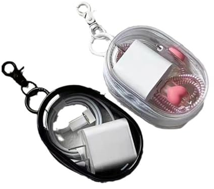 Topershow 2 Stück Kabelorganizer Reise, Mini Kabeltasche, Kabel Organizer Tasche Transparente für unterwegs, Datenkabel, Elektronik, Kopfhörer, Ladegeräte und Ohrhörer