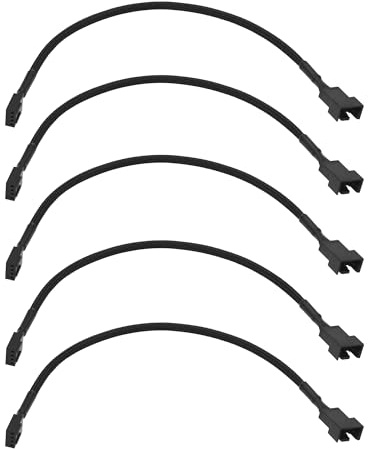 Riertostng 5Pcs PWM Fan Extension Cable 4Pin 25cm/9.8inch, 24AWG 1 Female to 1 Male Splitter HUB Cable, Compatible with PWM and 3Pin, for Computer PC Fan Power Cable