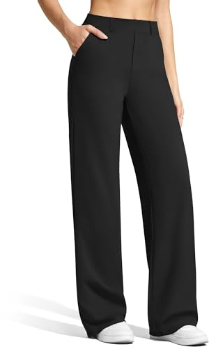 G4Free Wide Leg Anzughose Damen Stretch Yogahose Bequeme Business Hose | High Waist Elegante Hose Damen, Casual Jogginghose, mit Taschen