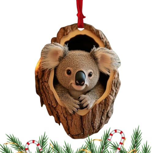 Renchey Tier-Weihnachtsbaumschmuck,Tier-Weihnachtsschmuck | Tieranhänger Weihnachtsschmuck | 2D-Acryl-Koala-AFFE-Katze-Heimdekoration, Weihnachtsdekoration, Weihnachtsdekoration