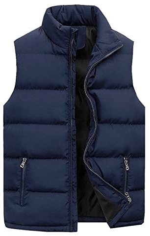 mens body warmers,heated jacket,Mens Padded Gilet Winter Lightweight Puffer Body Warmer Zipper Winter Warm Sleeveless Jacket Down Coat Outwear Bodywarmer Work Puffer Vests,Navy,XXL