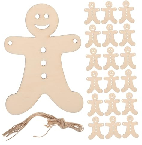 AUTSUPPL 40pcs Wood Ornaments to Paint Christmas Wooden Ornaments Gingerbread Cutouts Gingerbread Decorations Hanging Pendant Wooden Men Beige