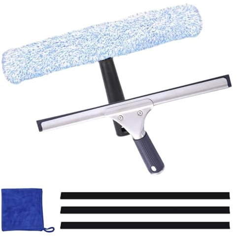 GREATRICH 6 pcs Fensterreiniger Set, Profi Fensterputzer Set, Fensterwischer Mit Abzieher Fenster Putzen, Fensterreinigungs-Set mit Mikrofasertuch, Reinigungsset für Glas, Spiegel und Duschtüren