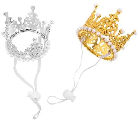 VICASKY 2 Stück Pack Glitzer Partyhüte für Katzen und Hunde Verstellbare Tiara aus Leichtem Material Geburtstagskopfschmuck für Kleine Haustiere Foto Requisite Festaccessoire