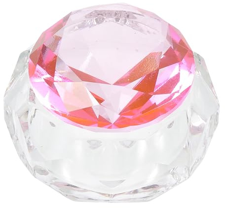 GANAZONO Pink Glass Nail Crystal Cup with Lid for Manicure Beginners and Beauty Loving Women, Thick Bottom and Structure Manicure Tool for Mixing Nail Liquid and Powder