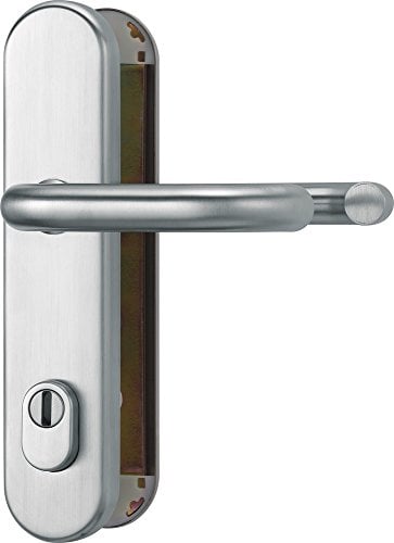 ABUS Tür-Schutzbeschlag HLZS814 ER edelstahl mit Zylinderschutz & beidseitigem Drücker rund, 12233