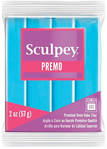 Sculpey Premo™ Polymer Oven-Bake Clay, Turquoise, Non Toxic, 2 oz. bar, Great for jewelry making, holiday, DIY, mixed media and home décor projects. Premium clay perfect for clayers and artists.