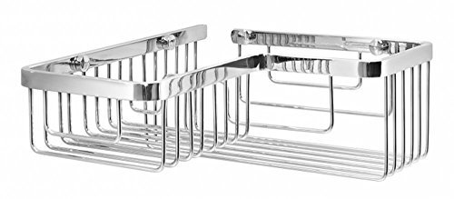 Lineabeta - Cestino portaoggetti Doccia angolare L.26,5/20,5 cm in Acciaio Lucido