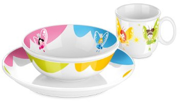 Tescoma Bambini Tischservice-Set mit Feen-Motiv, bestehend aus Teller, Schüssel und Tasse