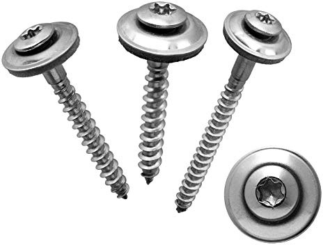 200 Spenglerschrauben Edelstahl 4,5 x 25 mm – 2tlg. mit EPDM-Dichtscheibe 15 mm – Antrieb TX20 (Innensechsrund) – Werkstoff A2 (VA / V2A)