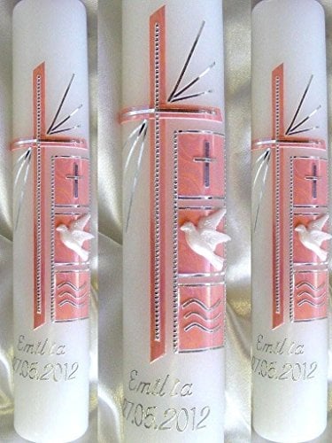 kerzenzauber-lusine Taufkerze Kommunionkerze Junges Mädchen 400/40 mm VT-47 inkl. Zubehör zur Selbstbeschriftung
