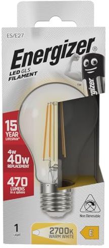 Energizer LED GLS Energy Saving Lightbulb, E27, 4.3 W, Warm White