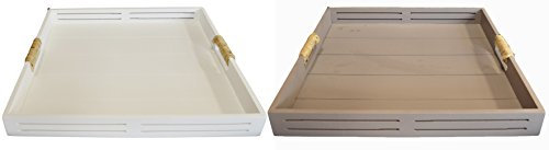 2 colore vassoio con manici set risparmio vassoio in legno Shabby Chic Nuovo bianco