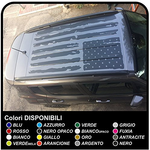 GRAFIC Aufkleber Dach Aufkleber Sticker Autocollants Dachaufkleber Amerikanischer Flaggeneffekt verbraucht Aufkleber US (SCHWARZ)
