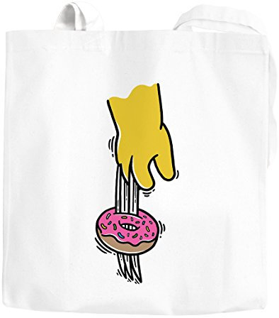 Moonworks® Jutebeutel Donut Doughnut Comic Hand mit Klingen Baumwolltasche Stoffbeutel Tragetasche weiß unisize