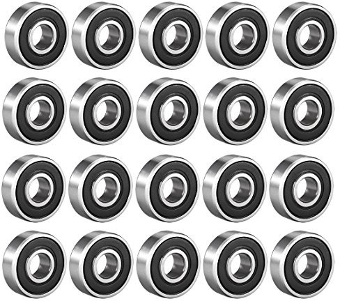 sourcing map 608-2RS Deep Groove Ball Bearing Double Rubber Sealed 180016 8mm X 22mm X 7mm High Carbon Steel Z1 Bearings (Pack Of 20)