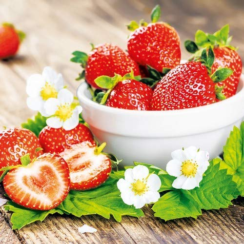 20 Servietten Erdbeerschüssel/Erdbeeren/Sommer 33x33cm