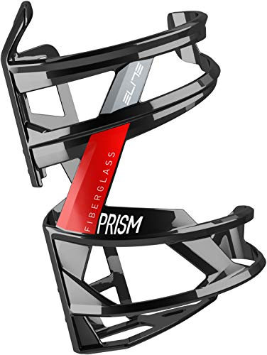 ELITE Prism Resin Side-Loading Bottle Cage - Matt Black/Red, Left Sided Entry/Bicycle Cycling Cycle Biking Bike Mountain Road Plastic Lightweight Water Bidon Flask Carrier Holder Bracket Part