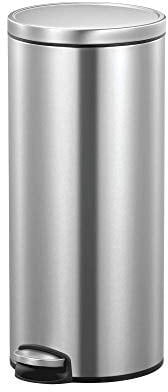 EKO Eva Pedal Kitchen Bin 30 Litres, Waste Bin with Removable Inner Bucket, Soft Close Lid, Stainless Steel
