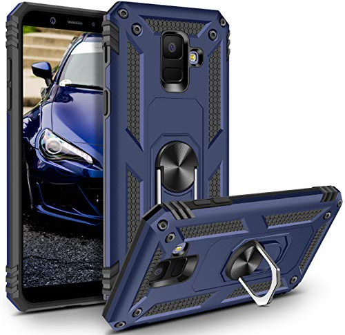 Vunake für Samsung Galaxy A6 2018 Hülle Handyhülle mit 360 Grad Ring Ständer Magnetisch Dual Layer TPU Bumper PC Stoßfest Case Cover Schutzhülle für Samsung Galaxy A6 2018 Hülle Blau