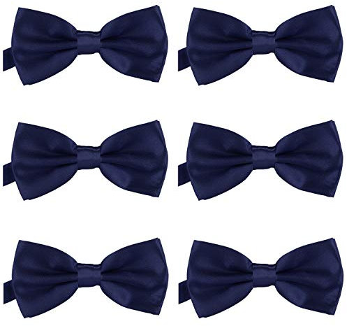 DonDon 6er Set Herren Fliege 12 x 6 cm gebunden und längenverstellbar nachtblau