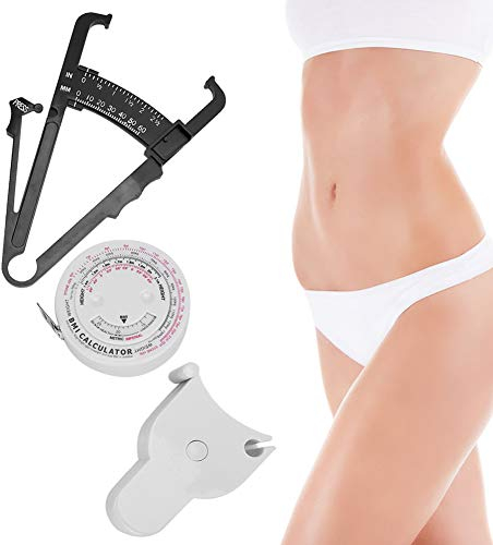 Körperfett Tester Einziehbares Gewichtsverlust Messschieber Taillen Maßband BMI-Messwerkzeug Skinfold Messschieber Fettmessgerät Fettmessschieber für Messen Sie Taille und Brust